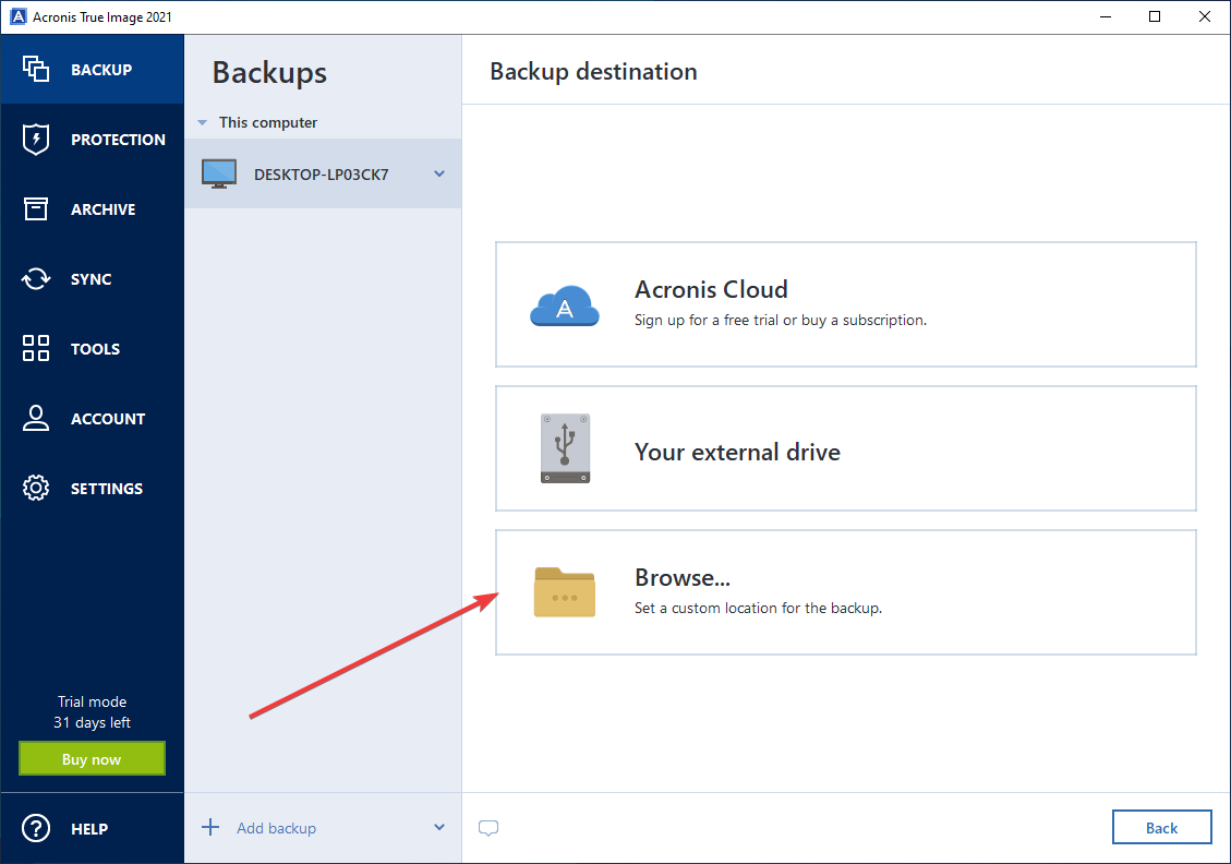 how to save acronis true image 2015 to cloud drive